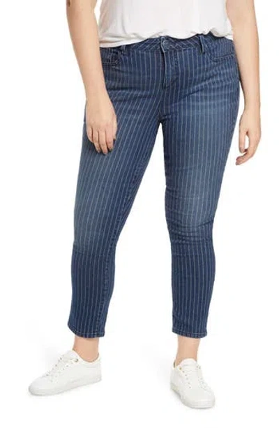 Slink Jeans High Waist Pinstripe Ankle Jeans In Blue