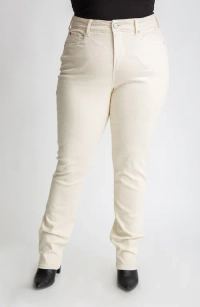Slink Jeans High Waist Straight Leg Jeans In Beige