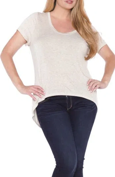 Slink Jeans High/low Scoop Neck Tee In Oatmeal