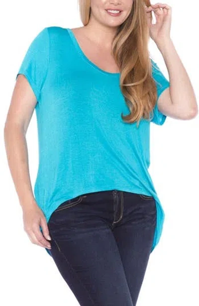 Slink Jeans High/low Scoop Neck Tee In Turquoise
