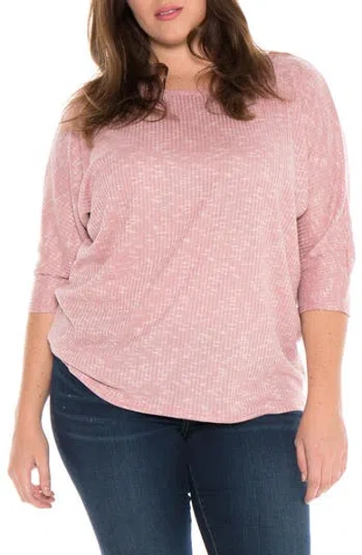 Slink Jeans Marble Knit Dolman Top In Mauve