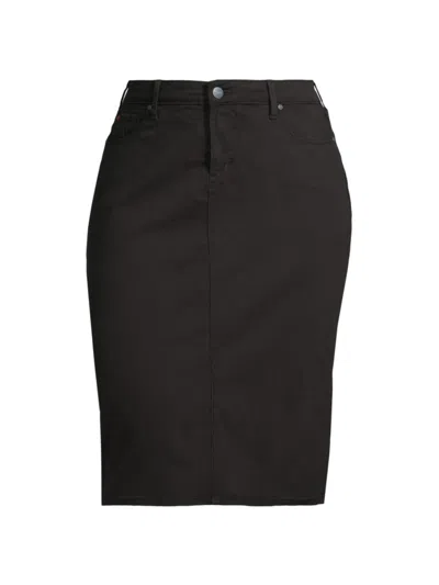 Slink Jeans, Plus Size Women's Back Slit Denim Pencil Skirt In Black
