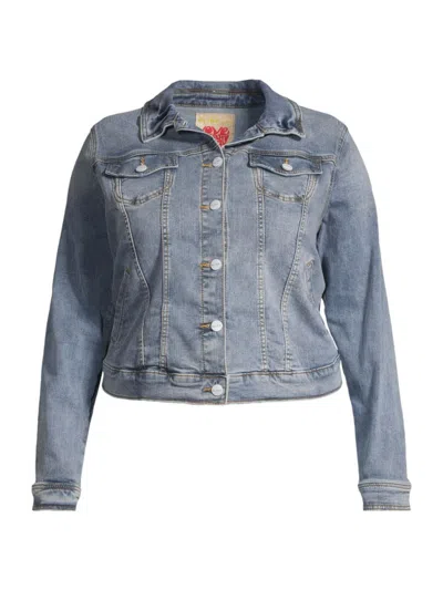 Slink Jeans, Plus Size Women's Denim Trucker Jacket In Gianna