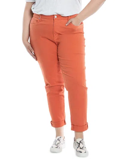 Slink Jeans, Plus Size Women's High-rise Boyfriend Jeans In Rust