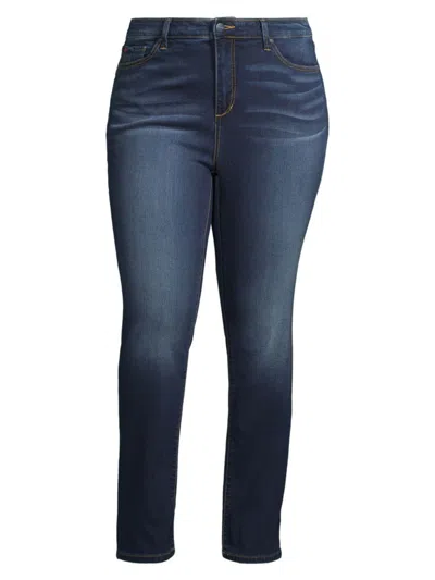 Slink Jeans, Plus Size Women's High-rise Straight-leg Jeans In Gaby