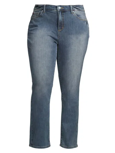 Slink Jeans, Plus Size Women's High-rise Straight-leg Jeans In Paris