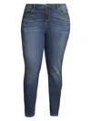 SLINK JEANS, PLUS SIZE WOMEN'S MID-RISE DISTRESSED JEGGINGS