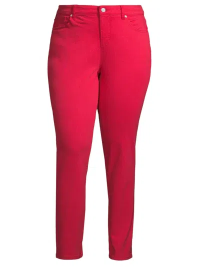 Slink Jeans, Plus Size Women's Mid-rise Slim-fit Jeans In Rose Red