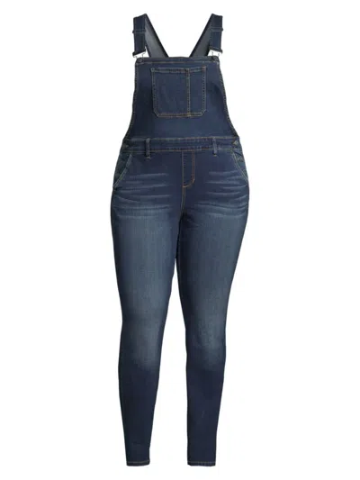 Slink Jeans, Plus Size Women's Stretch Denim Overalls In Martha
