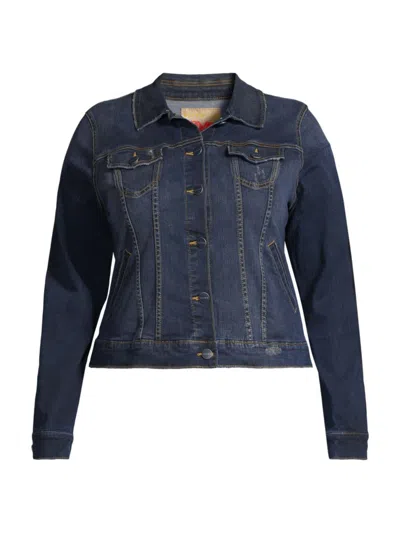 Slink Jeans Plus Women's Denim Trucker Jacket In Aurora