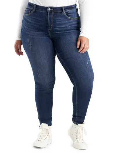 Slink Jeans Plus Women's Plus High Rise Ankle Skinny Jeans In Blue