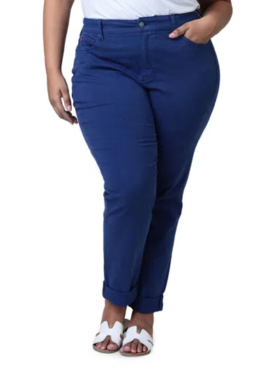 Slink Jeans Plus Women's Plus Tabresha High Rise Boyfriend Jeans In Blue