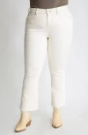 Slink Jeans Raw Hem High Waist Ankle Flare Jeans In Cream
