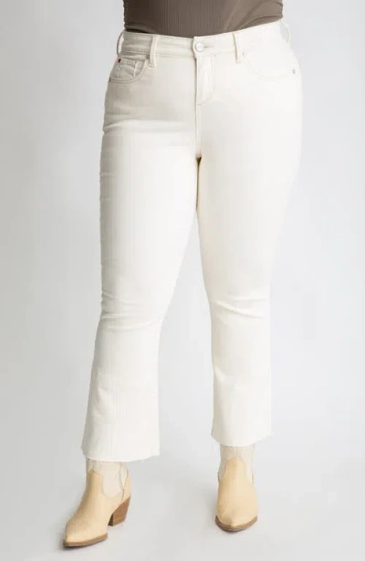 Slink Jeans Raw Hem High Waist Ankle Flare Jeans In Cream