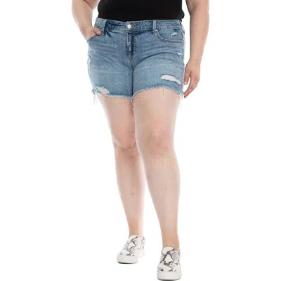Slink Jeans Ripped Denim Cutoff Shorts In Guiliana