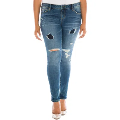 Slink Jeans Ripped Skinny Jeans In Blue