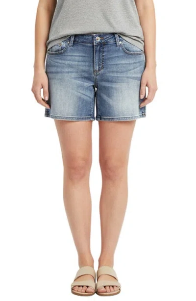 Slink Jeans Side Vented Denim Shorts In Blue