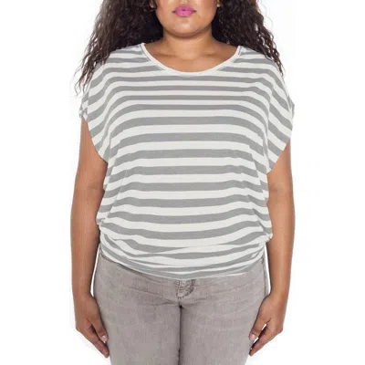 Slink Jeans Stripe Dolman Sleeve Tee In Gray