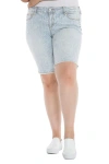 Slink Jeans Striped Bermuda Shorts In Denim Stripes