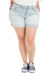 Slink Jeans Striped High-rise Shorts In Denim Stripes