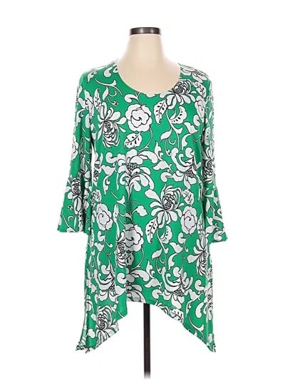 Pre-owned Slinky Brand 3/4 Sleeve Blouse In Green