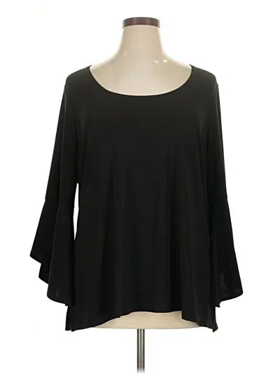 Pre-owned Slinky Brand 3/4 Sleeve Top Black Scoop Neck Tops