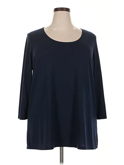 Pre-owned Slinky Brand 3/4 Sleeve Top Blue Boatneck Tops