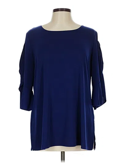 Pre-owned Slinky Brand 3/4 Sleeve Top Blue Boatneck Tops
