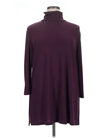 Pre-owned Slinky Brand 3/4 Sleeve Top Burgundy Turtleneck Tops