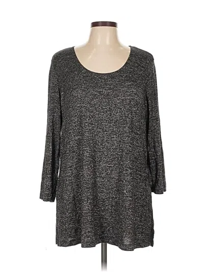 Pre-owned Slinky Brand 3/4 Sleeve Top Gray Scoop Neck Tops
