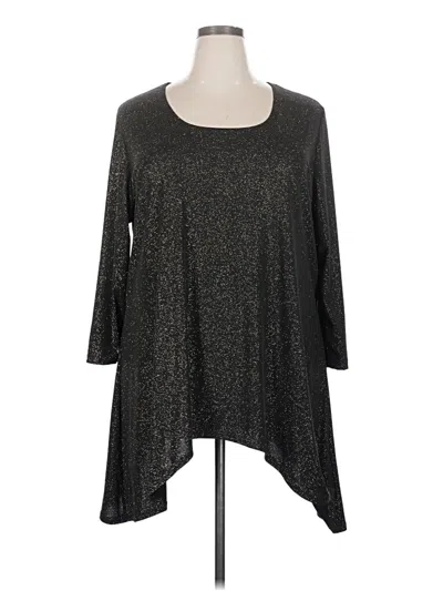 Pre-owned Slinky Brand 3/4 Sleeve Top Gray Scoop Neck Tops
