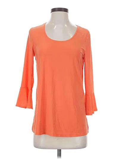 Pre-owned Slinky Brand 3/4 Sleeve Top Orange Scoop Neck Tops