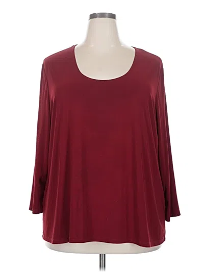 Pre-owned Slinky Brand 3/4 Sleeve T-shirt In Burgundy