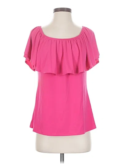 Pre-owned Slinky Brand Short Sleeve Blouse In Pink
