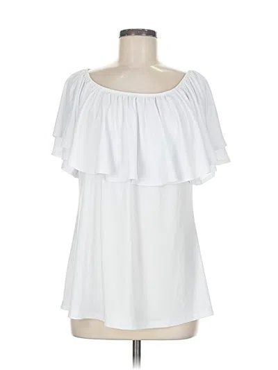 Pre-owned Slinky Brand Short Sleeve Blouse In White