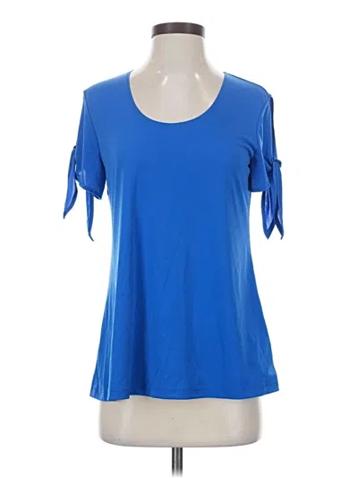 Pre-owned Slinky Brand Short Sleeve Top Blue Cold Shoulder Neckline Tops