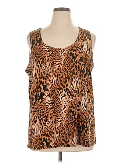 Pre-owned Slinky Brand Tank Top Brown Plunge Neckline Tops