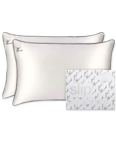 Slip 2-pc. Pure Silk "just Married" Queen Pillowcase Set