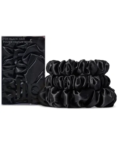Slip Pure Silk Back To Basics Assorted Scrunchies In Black