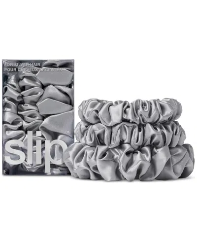 Slip 3-pc. Pure Silk Back-to-basics Assorted Scrunchies Set In Silver