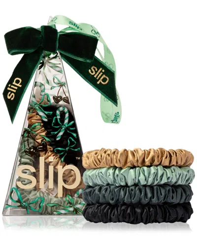 SLIP 4-PC. PURE SILK SWEETIE PIE SKINNY SCRUNCHIES SET