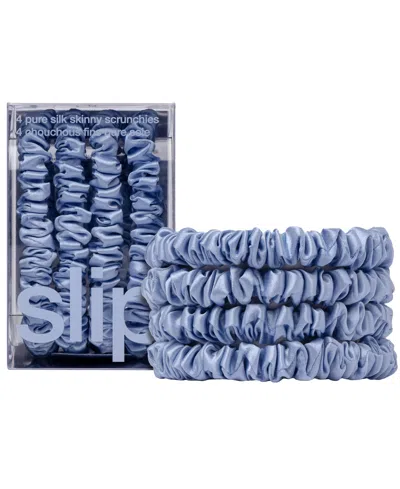 Slip 4-pc. Pure Silk Back-to-basics Skinny Scrunchies Set In Blue