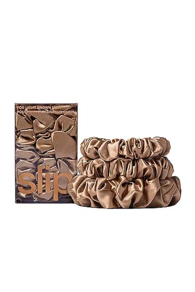 Slip Assorted Scrunchie Set Of 3 In Light Brown