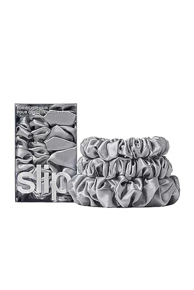 Slip Assorted Scrunchie Set Of 3 In Silver