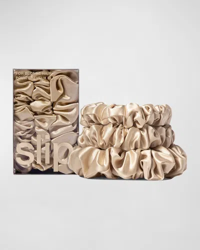Slip Back To Basics Assorted Scrunchies, Set Of 3 In Blonde
