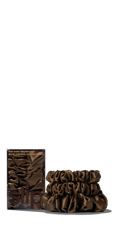 Slip Back To Basics Dark Brown Midi/large Scrunchie Set