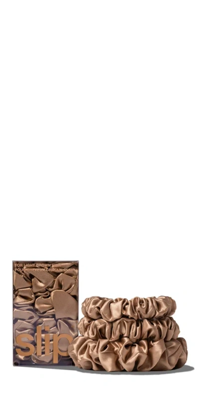 Slip Back To Basics Light Brown Midi/large Scrunchie Set