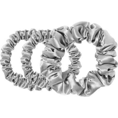 Slip 3-pack Large & Small Silk Scrunchie Set In Silver