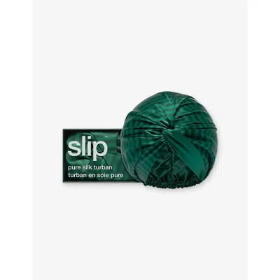 Slip Silk Hair Turban In Green