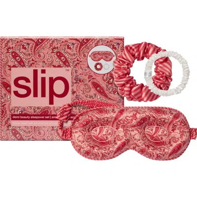 Slip Demi Pure Silk Contour Sleep Mask & Scrunchie Set $88.50 Value In Red